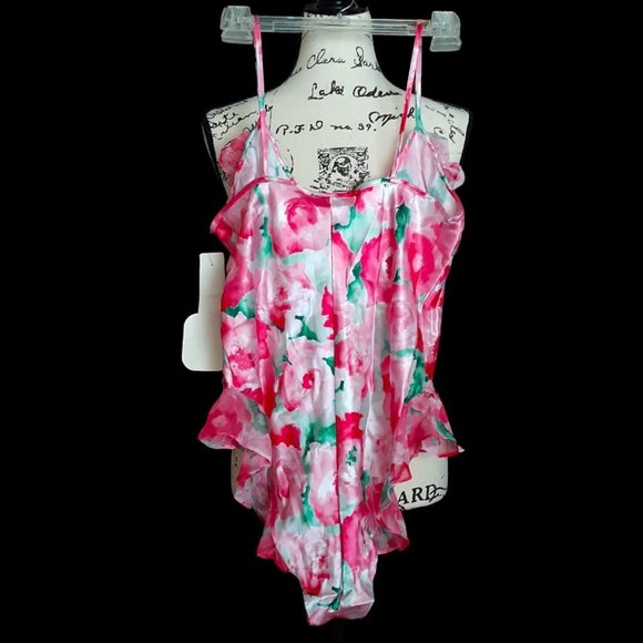 Vintage 80s Inner Most Intimates Sears Pink Teddy Ruffles Medium Made In USA New - Picture 5 of 10